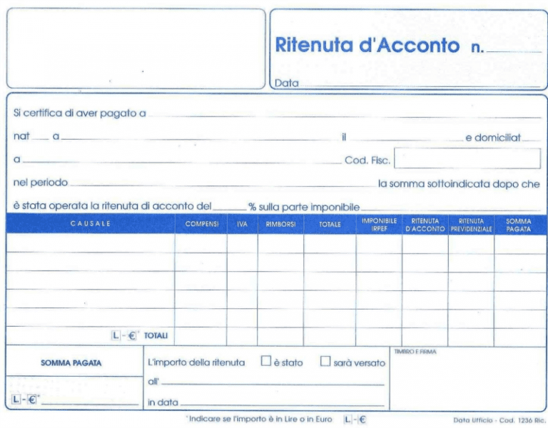 Modello Ritenuta D'acconto: Quando E Come Applicarla In Fattura